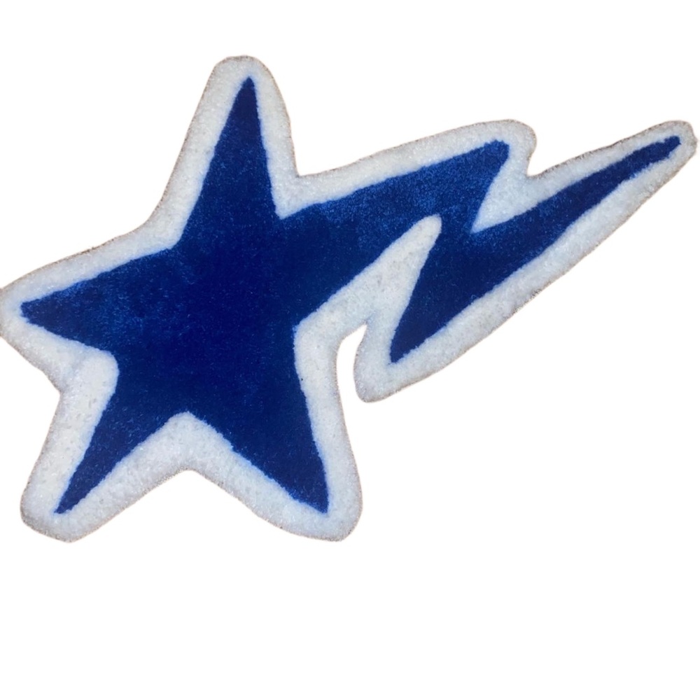 Hand-tufted blue and white star-patterned rug